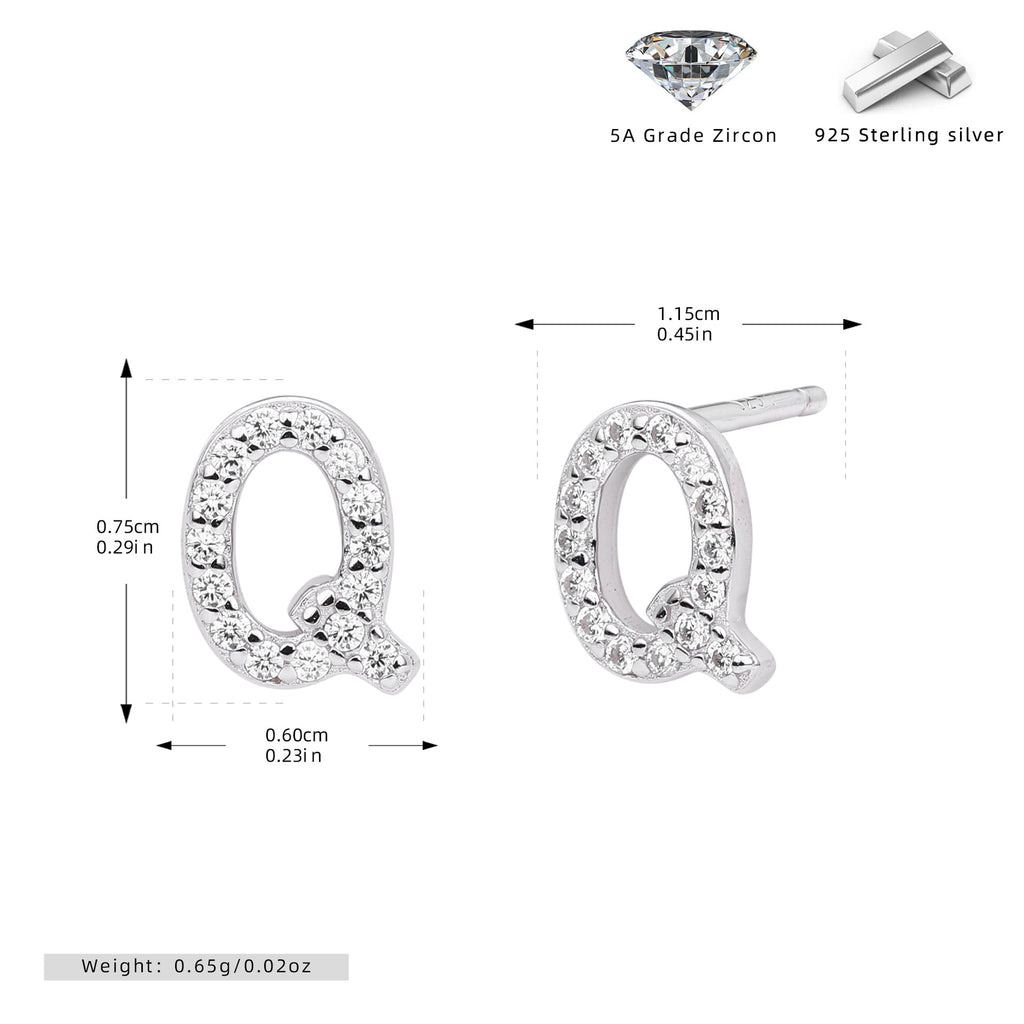 Damen Ohrstecker aus 925 Sterling Silber mit luxuriösem Zirkonbuchstaben R Shop Nory