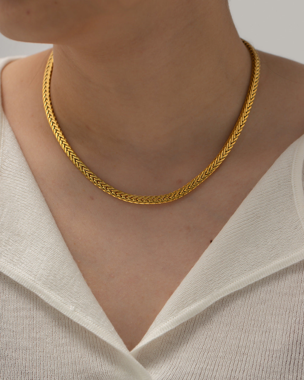 Damen Halskette mit hochwertigem Zopfmuster und verlängerbarem Verschluss Shop Nory