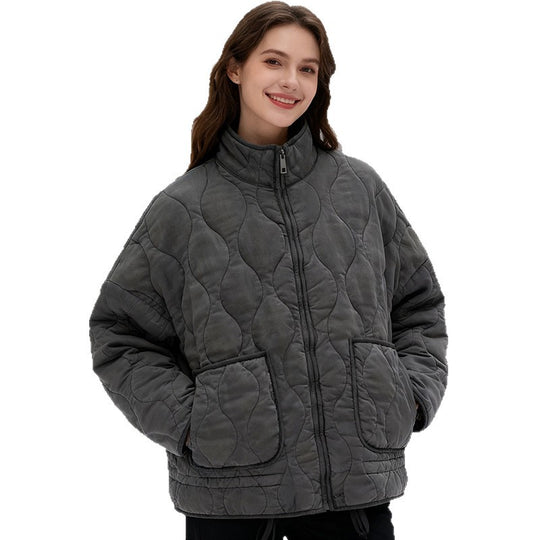 Damen gesteppte Quiltjacke mit Stehkragen und aufgesetzten Taschen Shop Nory