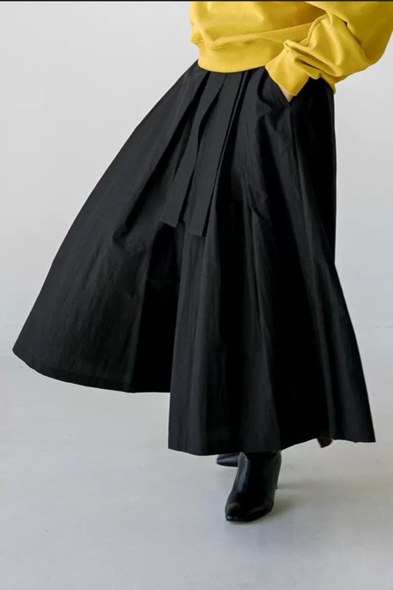 Damen Weite Culotte‑Hosenrock mit Kellerfalten und Bindegürtel Shop Nory