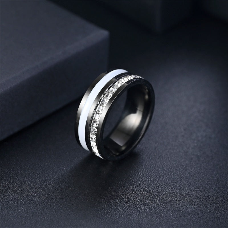 Herren Ring mit edler schwarzer Keramikeinlage und glitzerndem Zirkonia-Besatz Shop Nory