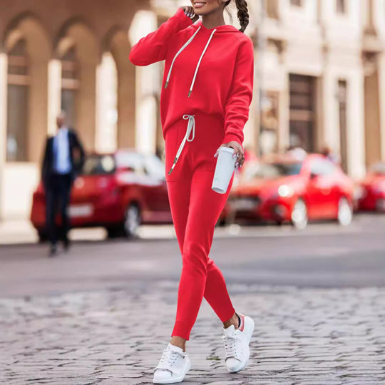 Damen Lässiges Kapuzenpulli- und schmalgeschnittenes Jogginghose-Set Shop Nory