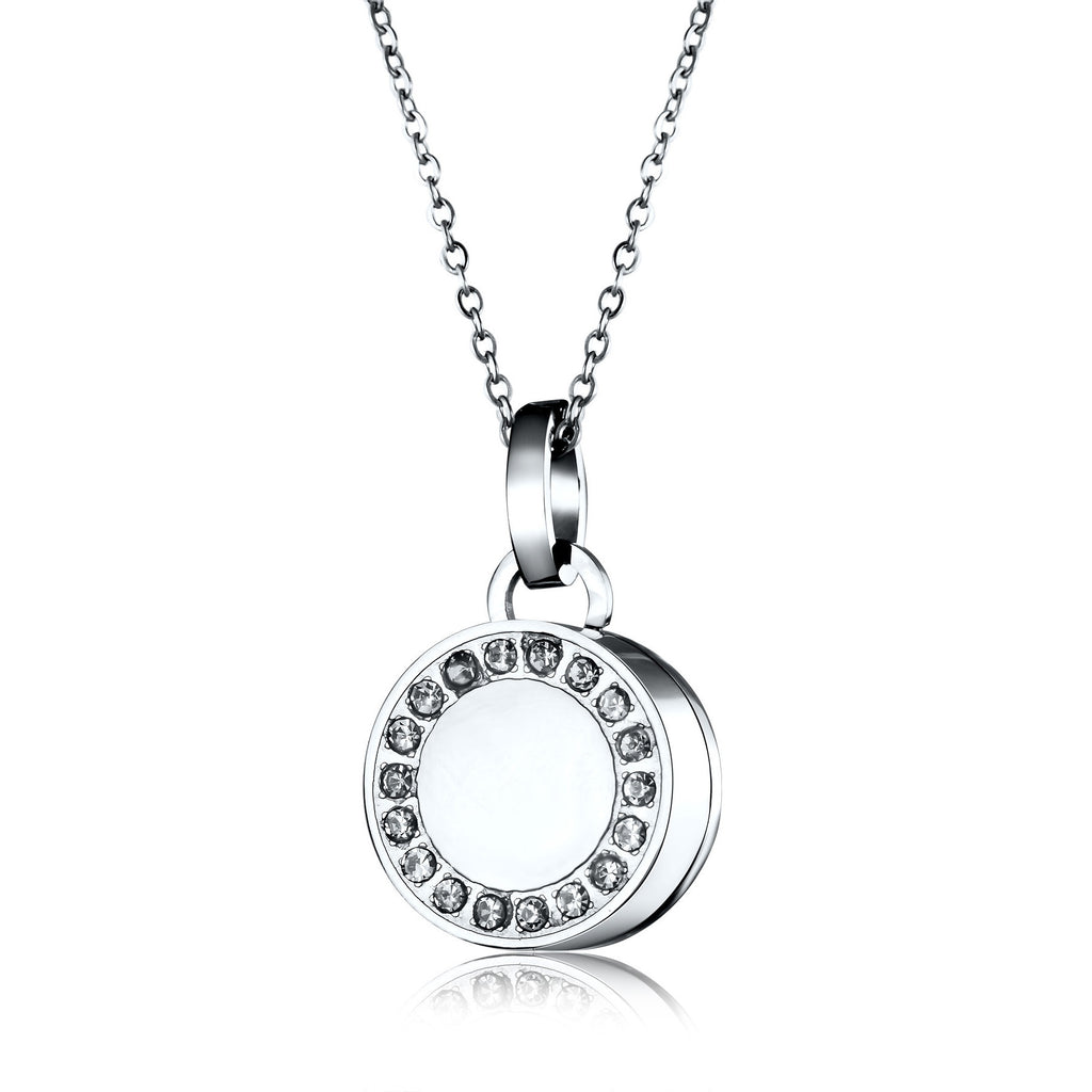 Damen Halskette mit runder Medaillon-Anhänger und funkelnden Kristallen Shop Nory