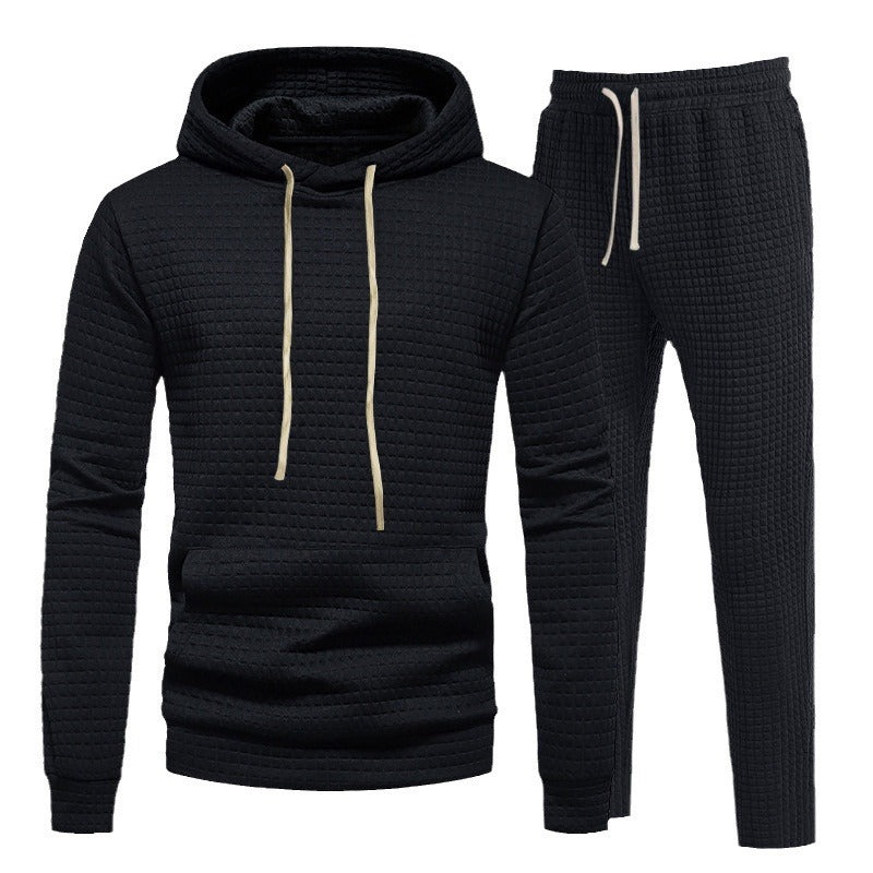 Herren Waffelstruktur-Freizeitset mit Kapuzenpullover und Tunnelzug-Jogginghose Shop Nory