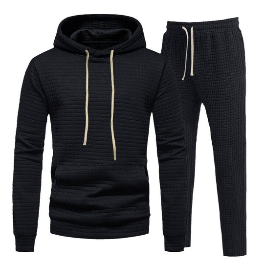 Herren Waffelstruktur-Freizeitset mit Kapuzenpullover und Tunnelzug-Jogginghose Shop Nory