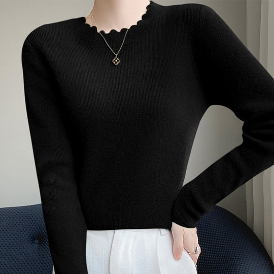 Damen Weicher Feinstrickpullover mit welligem Rundhalsausschnitt und kaschmirähnlicher Oberfläche Shop Nory