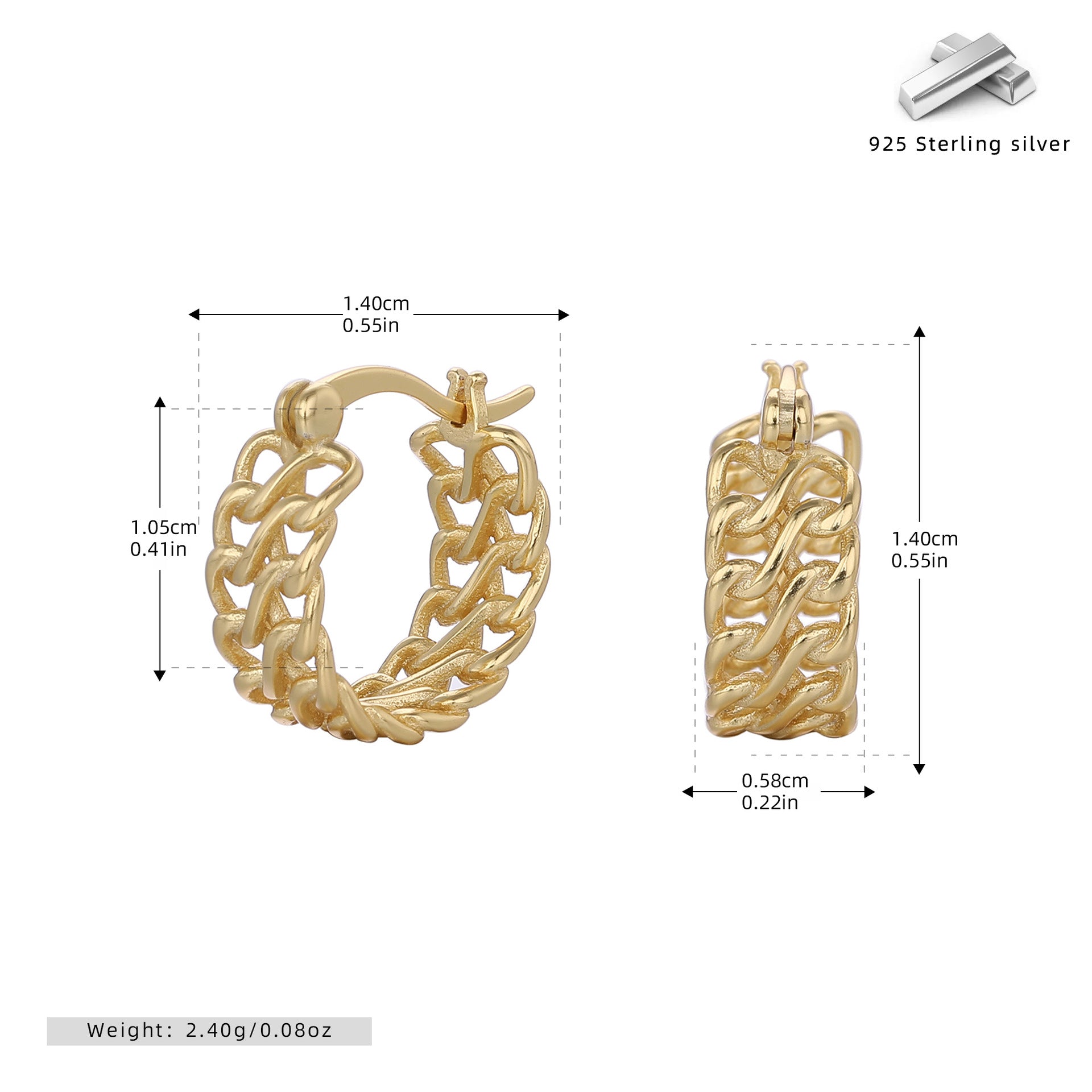 Damen Creolen mit kunstvollem, verwobenem Design aus 925 Sterling Silber Shop Nory