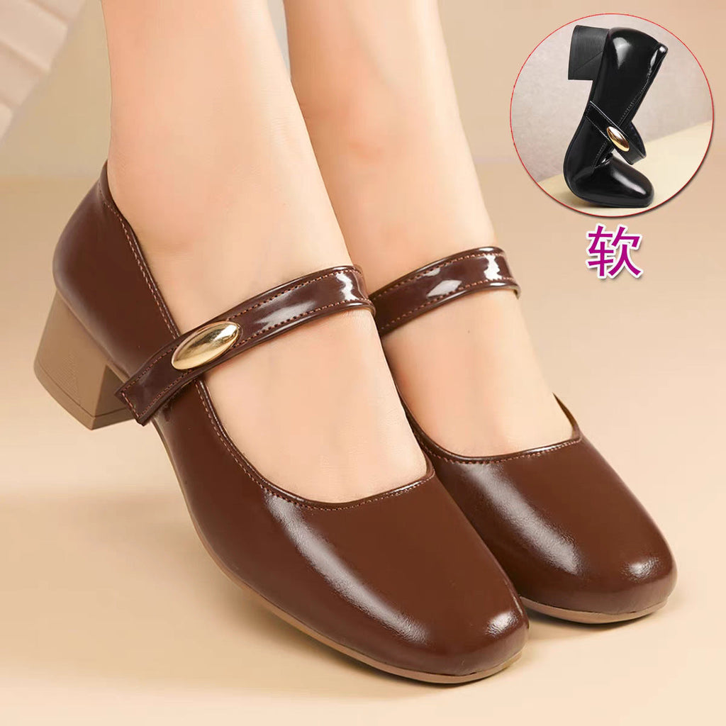Damen Mary Jane Blockabsatzschuhe mit modischer Schnalle Shopnory