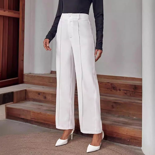 Damen Hochtaillierte Palazzo-Hose mit Bügelfalte und geradem Bein Shop Nory