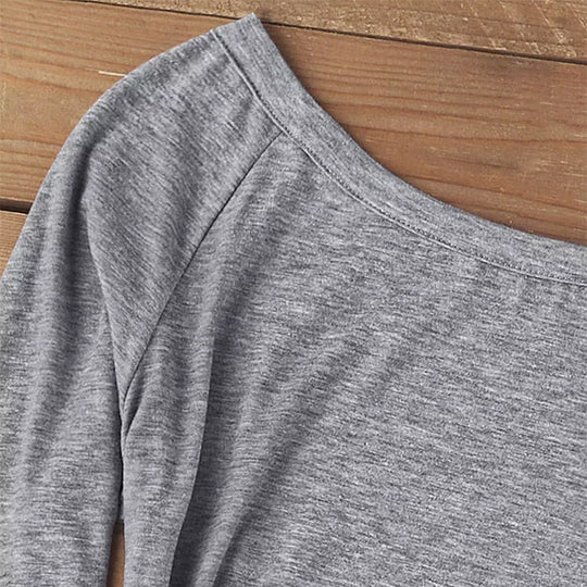 Damen asymmetrisches Langarmshirt mit One-Shoulder, Raffung und Zierknöpfen Shop Nory