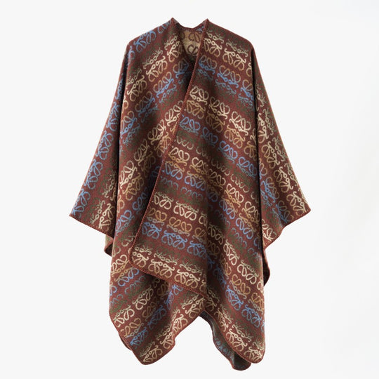 Damen Überwurfcape im Jacquard-Strick mit Allover-Monogramm und weichem Fall Shop Nory