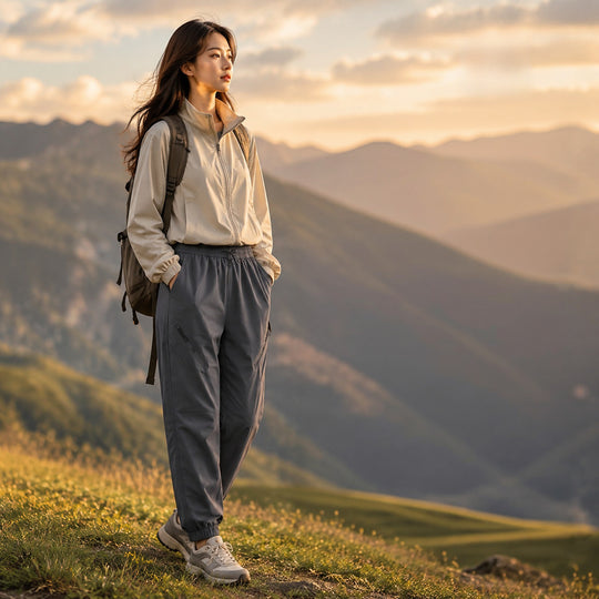 Damen Technische Trekking-Joggerhose mit elastischem Bund, Reißverschlusstaschen und windabweisender Oberfläche Shop Nory