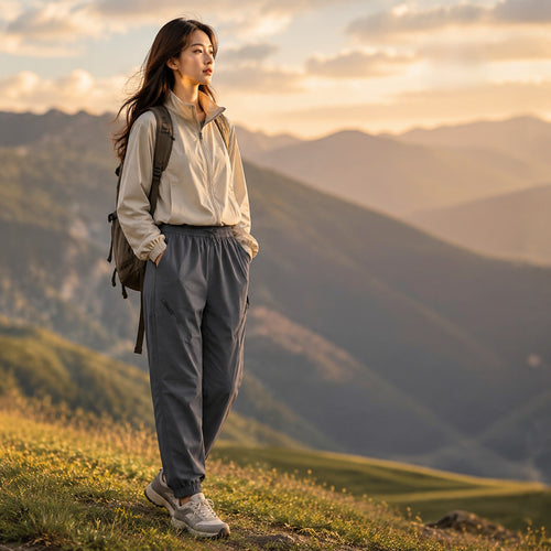 Damen Technische Trekking-Joggerhose mit elastischem Bund, Reißverschlusstaschen und windabweisender Oberfläche Shop Nory