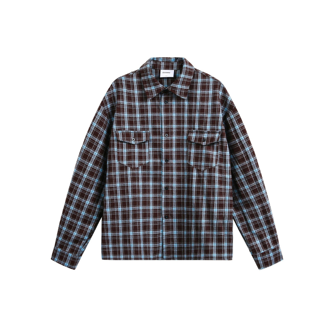 Herren Karierter Flanell-Overshirt-Jacke mit aufgesetzten Brusttaschen Shop Nory