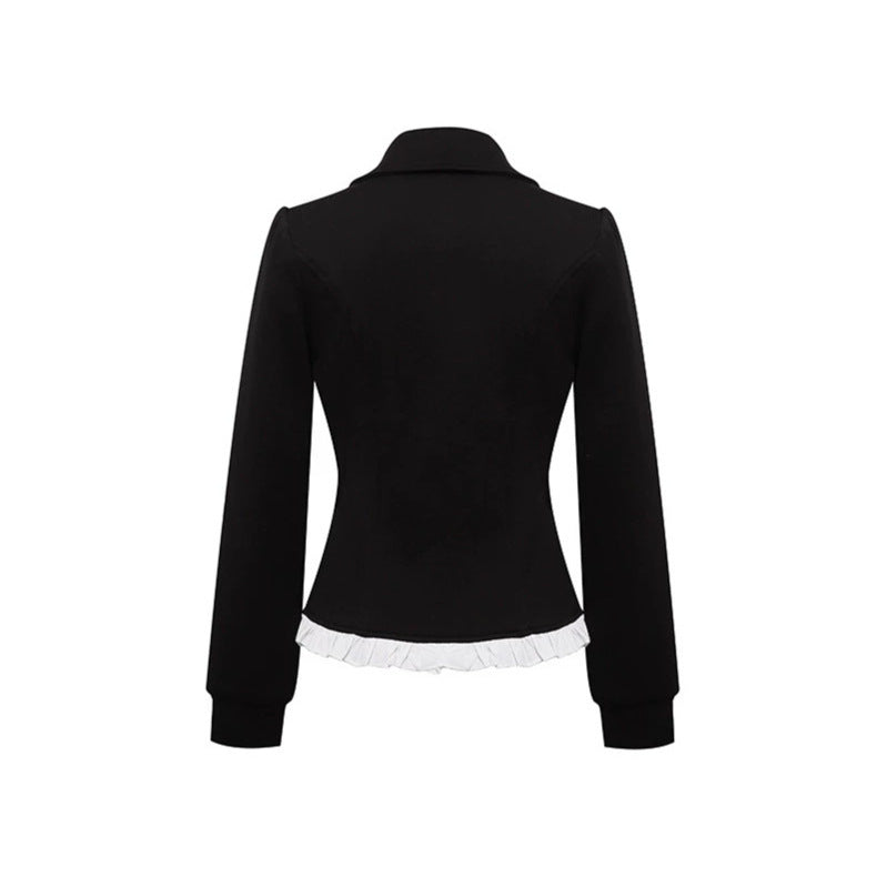 Damen Taillierte Sweatjacke im Peplum‑Stil mit Doppelreihe und Volantbesatz Shop Nory