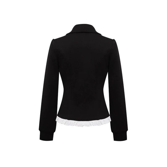 Damen Taillierte Sweatjacke im Peplum‑Stil mit Doppelreihe und Volantbesatz Shop Nory