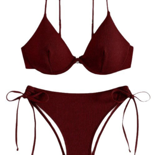 Damen Triangel-Bikini mit verstellbaren Trägern und Seitenschnürungen