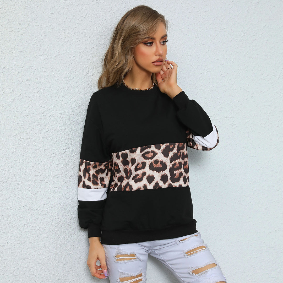 Damen Oversize-Sweatshirt mit Leo-Blockstreifen und geripptem Saum Shop Nory