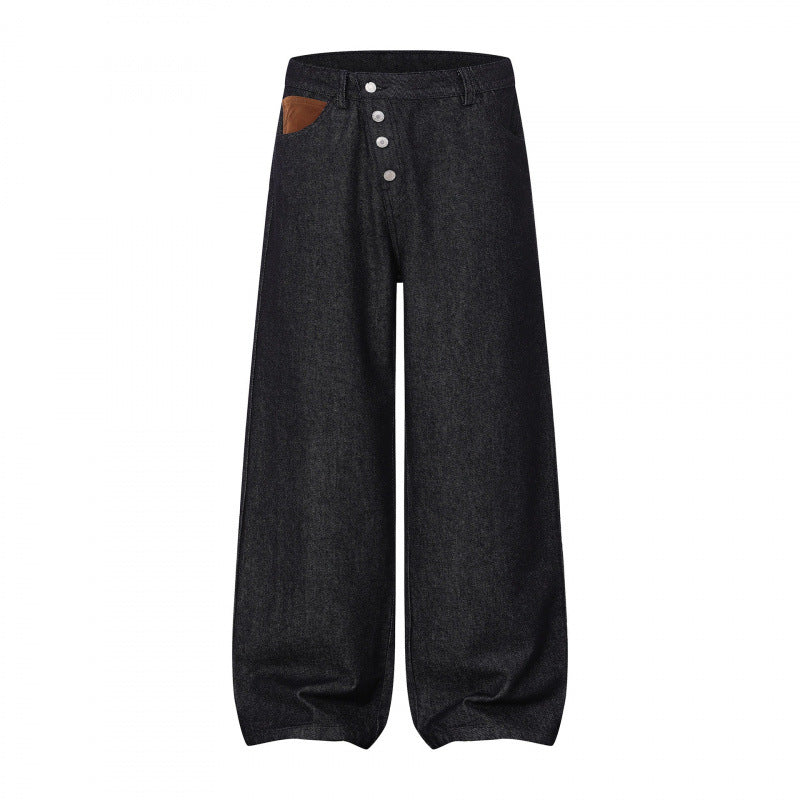 Damen Weite Ballon-Jeanshose mit hoher Taille, Knopfverschluss und gerafftem Saum Shop Nory