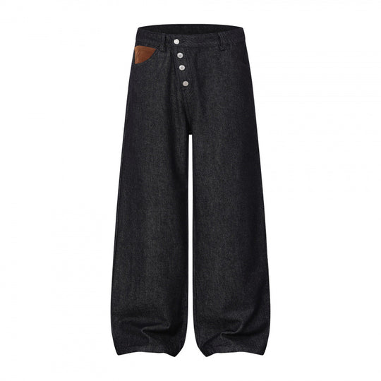Damen Weite Ballon-Jeanshose mit hoher Taille, Knopfverschluss und gerafftem Saum Shop Nory