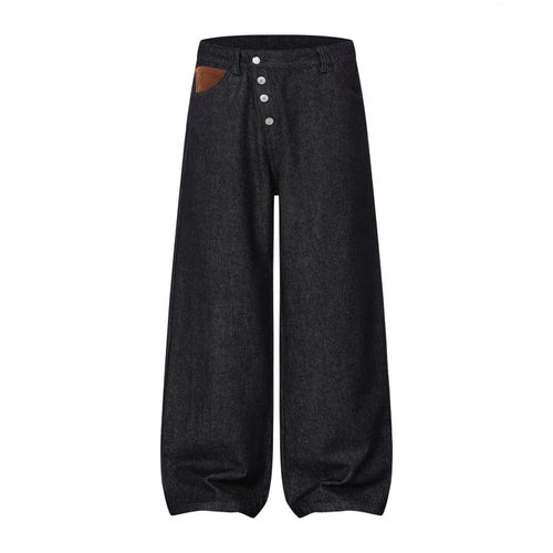 Damen Weite Ballon-Jeanshose mit hoher Taille, Knopfverschluss und gerafftem Saum Shop Nory