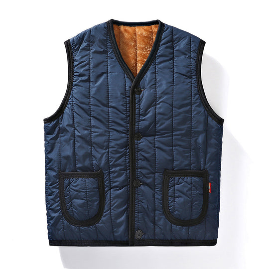 Herren Gepolsterte Steppweste mit Teddyfutter, V‑Ausschnitt & Knopfleiste Shop Nory
