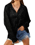 Damen Glitzernde Oversize-Bluse mit lässigem Schnitt