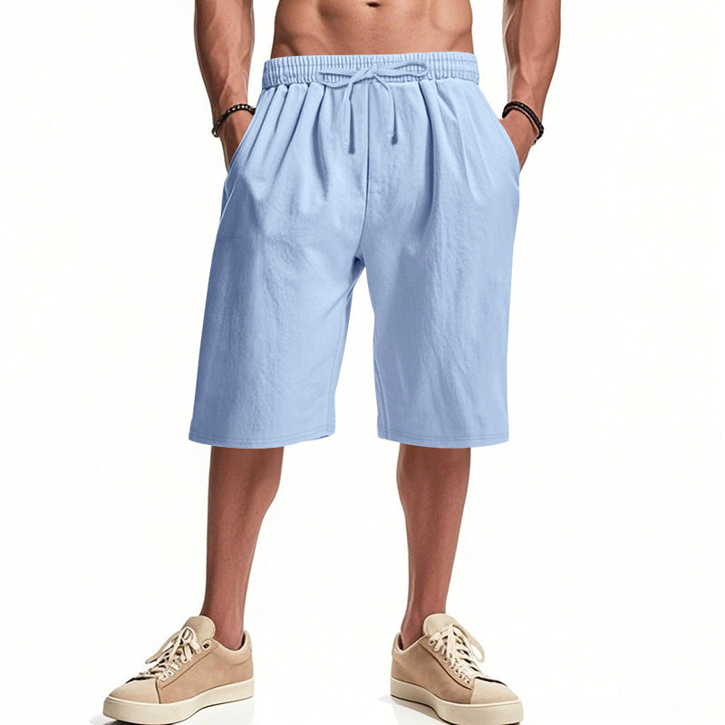 Herren nan lässige Bermudashorts aus Baumwollmix mit elastischem Bund Kordelzug und Seitentaschen