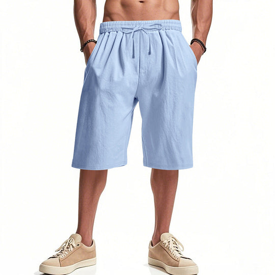 Herren nan lässige Bermudashorts aus Baumwollmix mit elastischem Bund Kordelzug und Seitentaschen