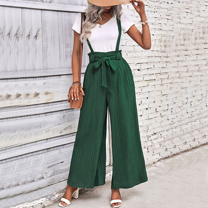 Damen Culotte-Jumpsuit mit verstellbaren Trägern und elegantem Kordelzug