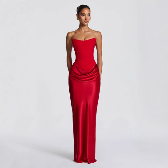Damen Abendkleid mit schulterfreiem Design und elegantem Schlitz Shopnory