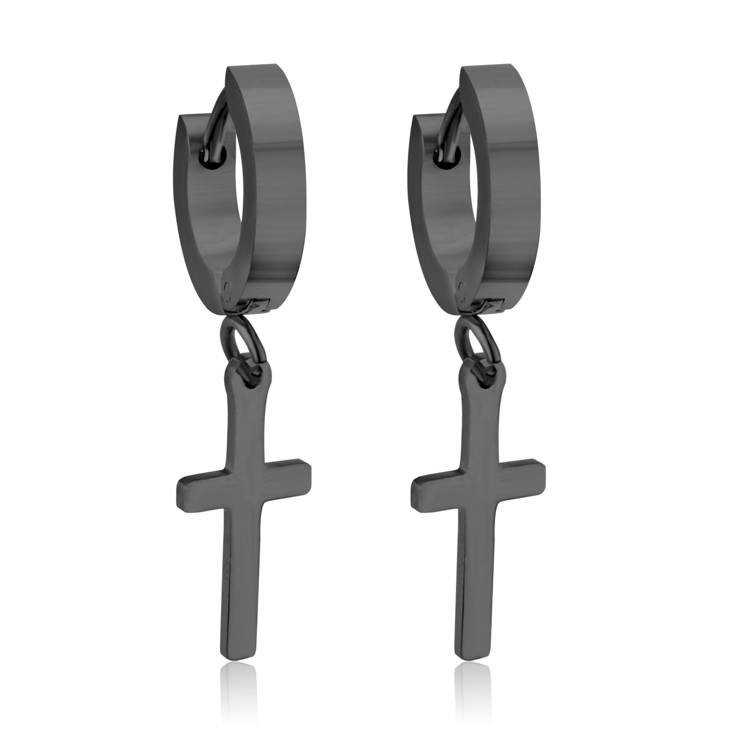 Damen hängende Ohrstecker mit Kreuzdesign aus glänzendem Edelstahl Shop Nory
