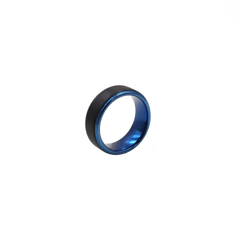 Herren edler Edelstahlring mit blauer Innenbeschichtung Shop Nory