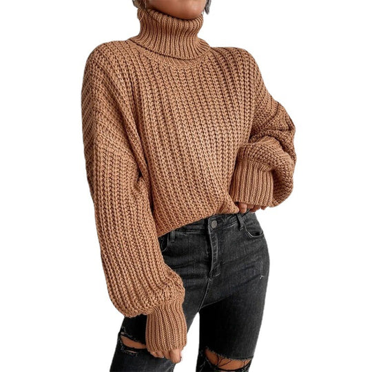 Damen nan grober Rollkragenpullover mit Oversize-Ärmeln und gerippten Bündchen Shop Nory