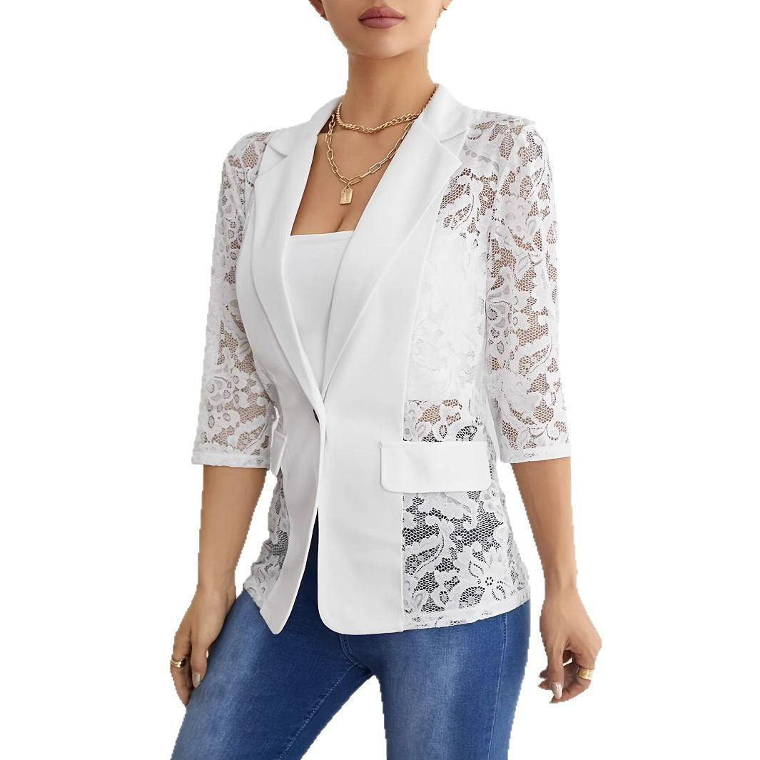 Damen Blazer mit Spitzenärmel und eleganter Passform
