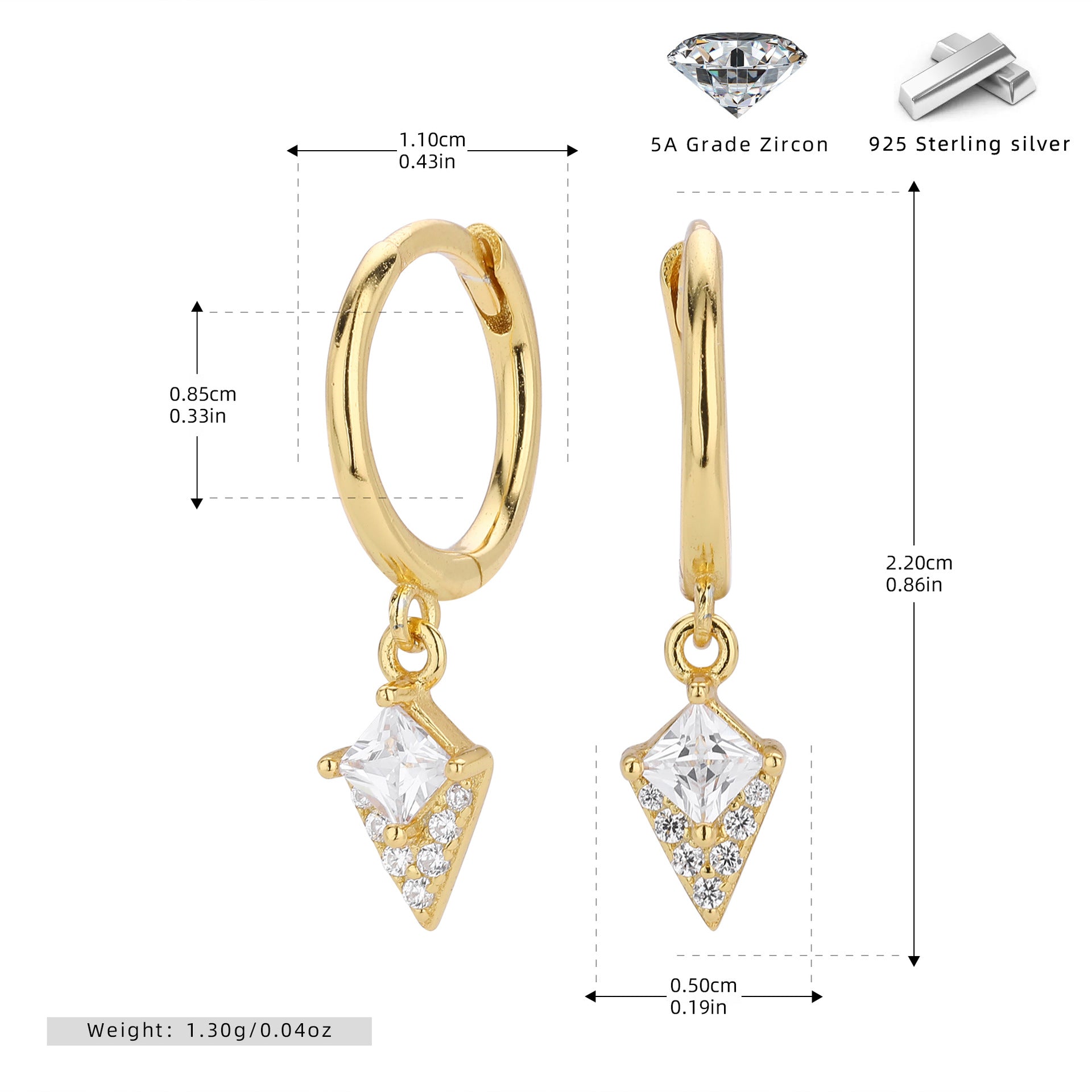 Damen Ohrhänger mit funkelndem Zirkonanhänger aus 925 Sterling Silber Shop Nory