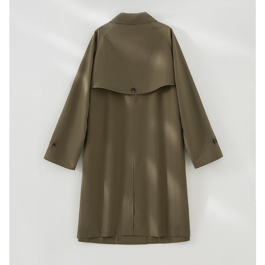 Damen Langer minimalistischer Trenchcoat mit verdeckter Knopfleiste und verstellbaren Manschetten Shop Nory