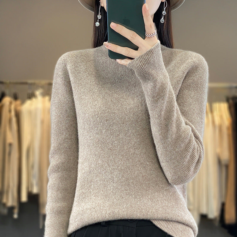 Damen Premium-Feinstrick-Mockneckpullover mit extra langen Ärmelabschlüssen und feiner Rippenstruktur Shop Nory