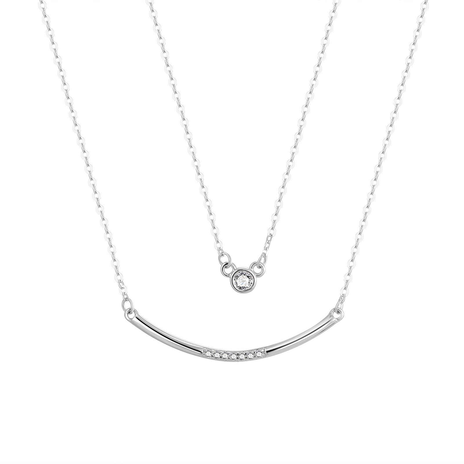 Damen filigrane Doppel-Halskette mit funkelnden Zirkonia-Shop Nory