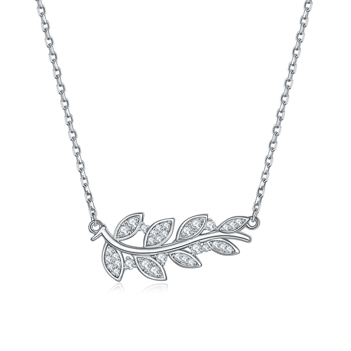 Damen Halskette mit elegantem Blattdesign und funkelnden Zirkonia Shop Nory
