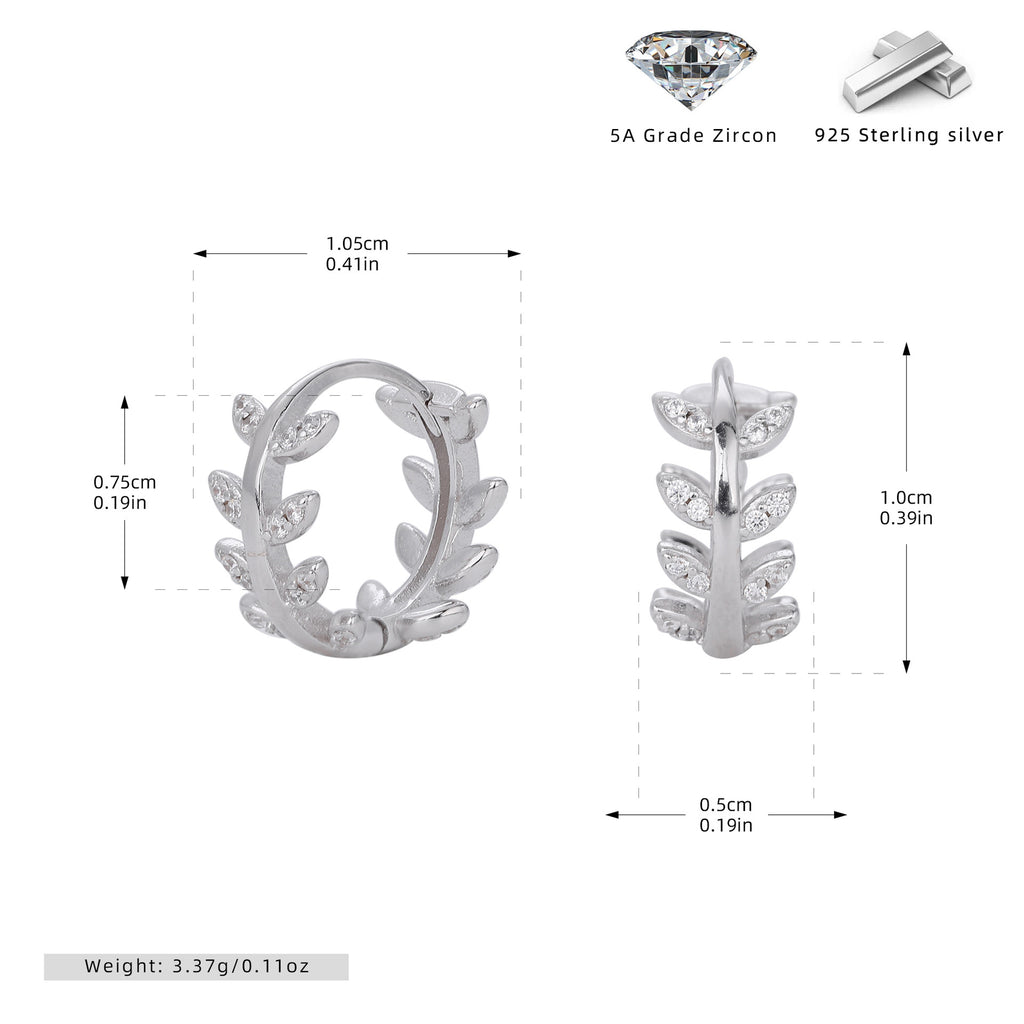 Damen Ohrringe mit elegantem Blatt-Design aus 925 Sterling Silber Shop Nory