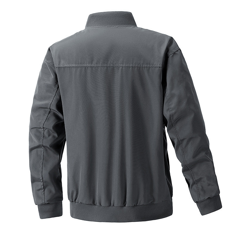 Herren urbane Bomberjacke mit Stehkragen, vertikalen Brustreißverschlüssen und geripptem Saum Shop Nory