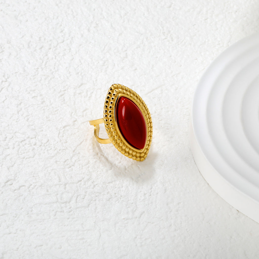 Damen Ring mit verstellbarem Goldoberfläche und schwarzem Edelstein Shop Nory