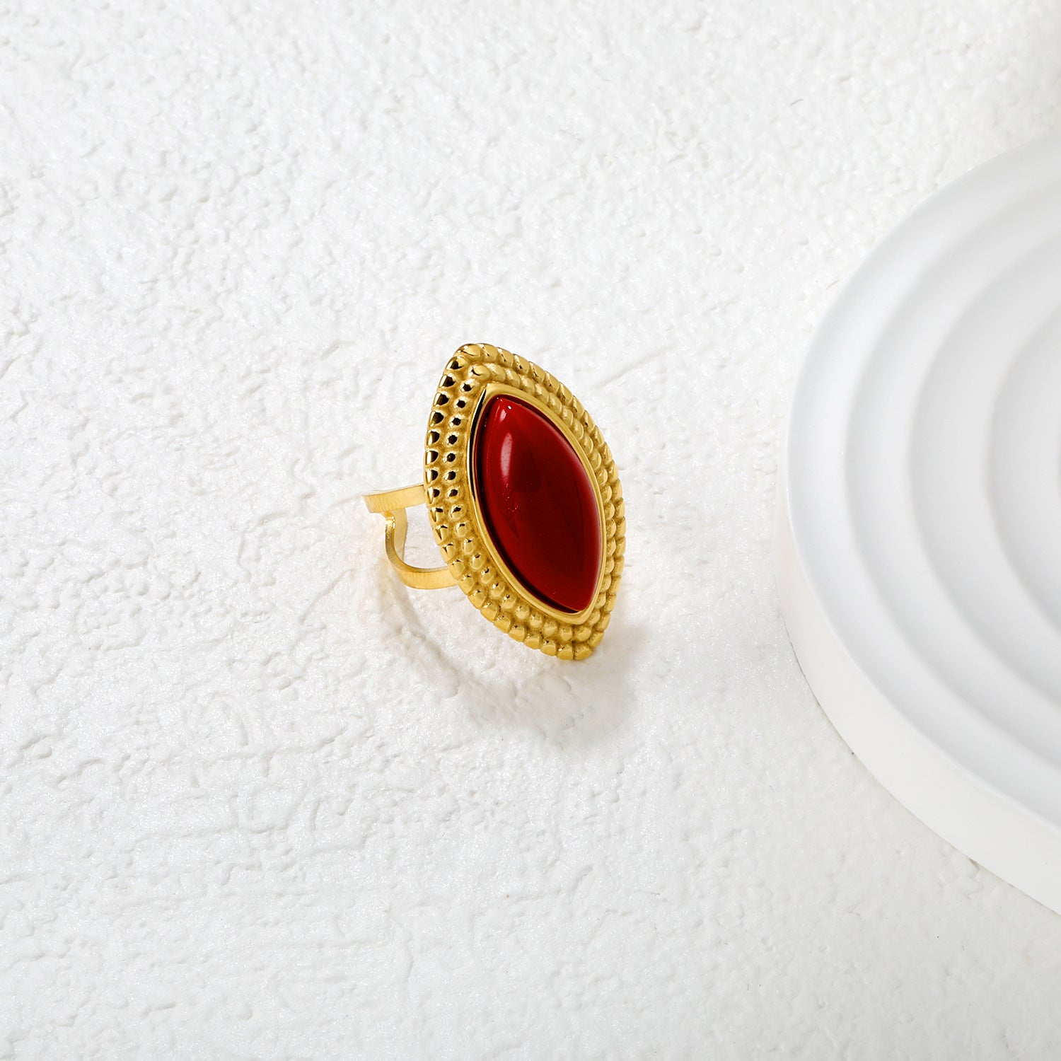 Damen Ring mit verstellbarem Goldoberfläche und schwarzem Edelstein Shop Nory