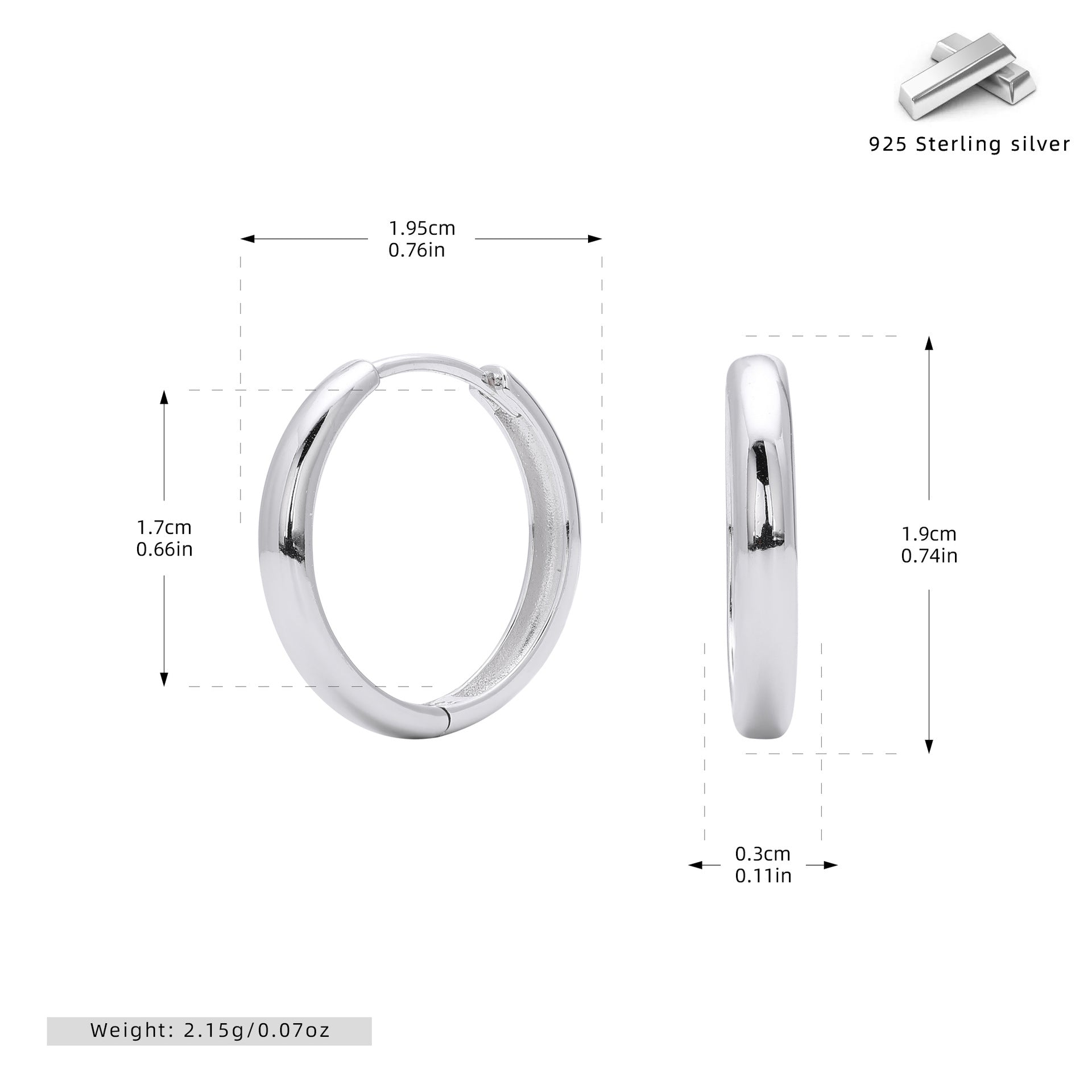 Damen Creolen mit poliertem Design aus hochwertigem 925 Sterling Silber Shop Nory