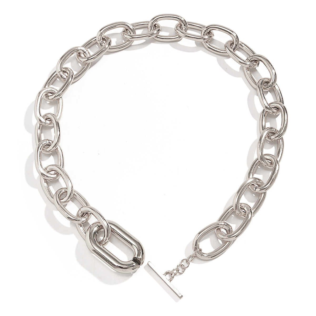 Damen Chunky Halskette mit Gliederdesign und dekorativem Schloss
