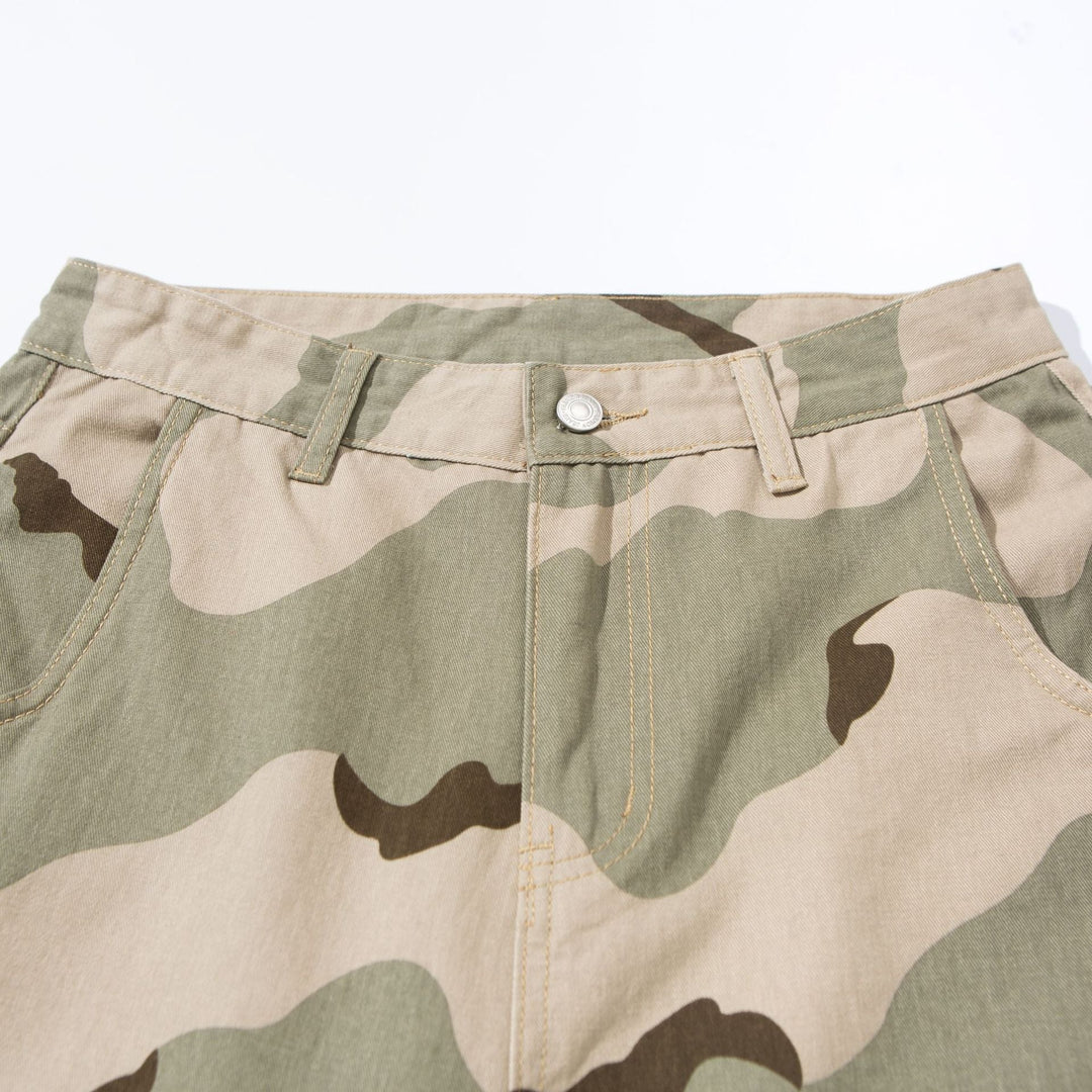 Damen Weite Cropped Cargohose im Camouflage Utility‑Look Shop Nory