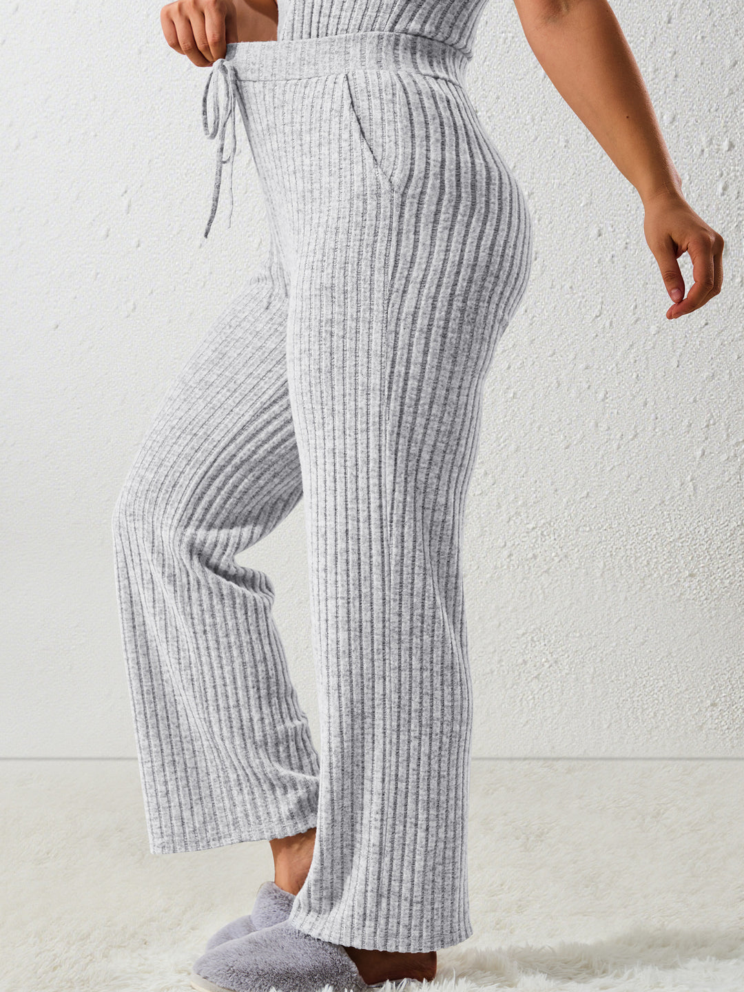 Damen Komfort-Strickhose mit weitem Bein und Kordelzug Shopy Nory