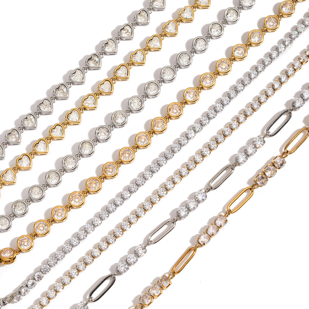 Damen Herzarmband mit funkelnden Zirkonia und hypoallergenen Eigenschaften Shop Nory