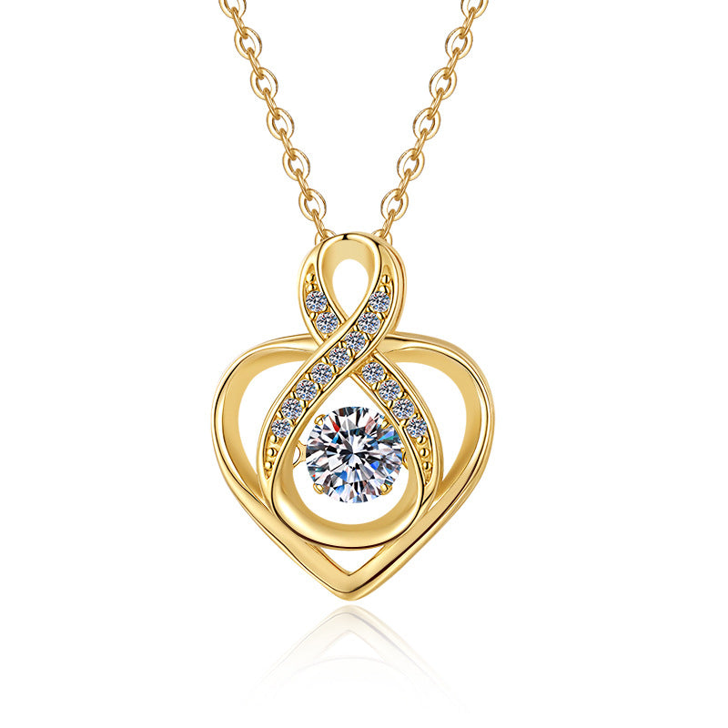 Damen elegante Halskette mit herzförmigem Anhänger und funkelnden Kristallen Shop Nory